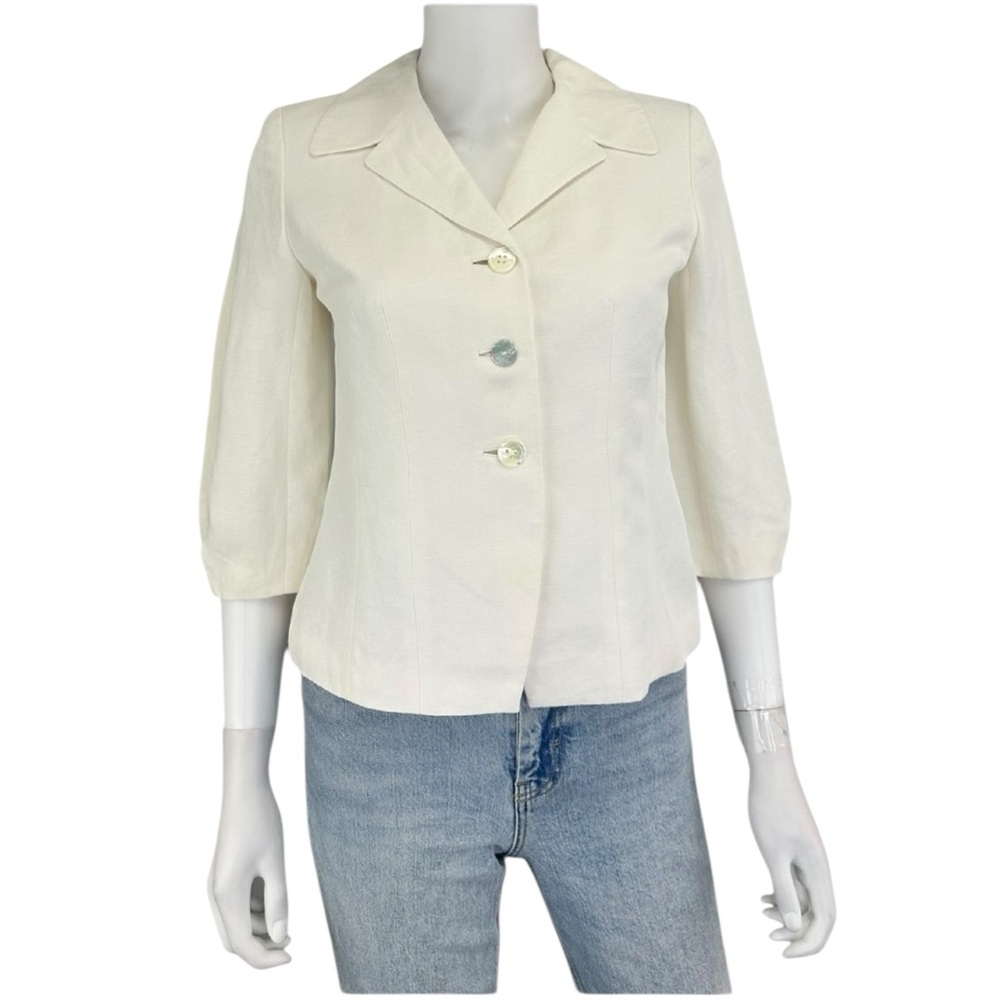 Ann Taylor Ivory Linen Blazer Size 2P I0355
